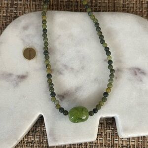Natural Green Jade  Beaded Necklace